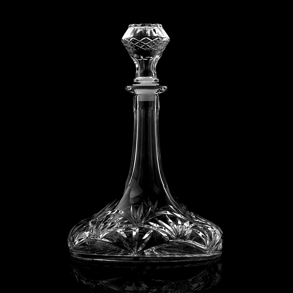 Vintage Towle Riviera Crystal Ship's Decanter w/ Stopper Cut Glass Liquor Carafe